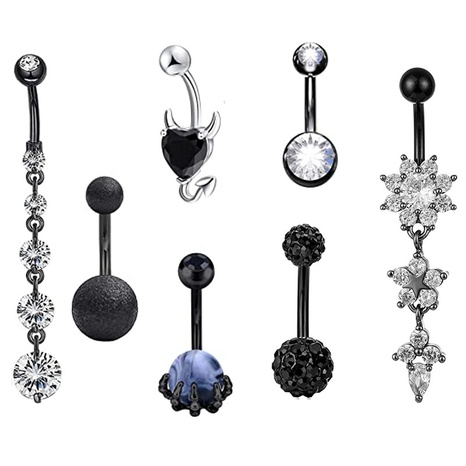 new water drop belly button nail stainless steel piercing jewelry 7-piece set's discount tags