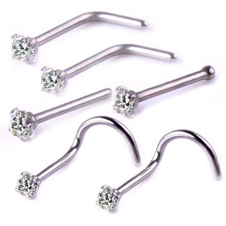 Stainless Steel Nose Ring 6-piece Set Multifunctional Zircon Nose Nail's discount tags
