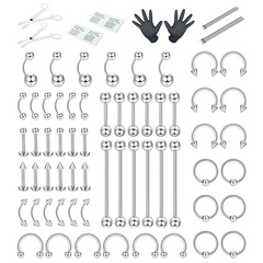 Mode 60 pièces d'accessoires ensemble d'outils de perforation de combinaison ensemble de bijoux de piercing