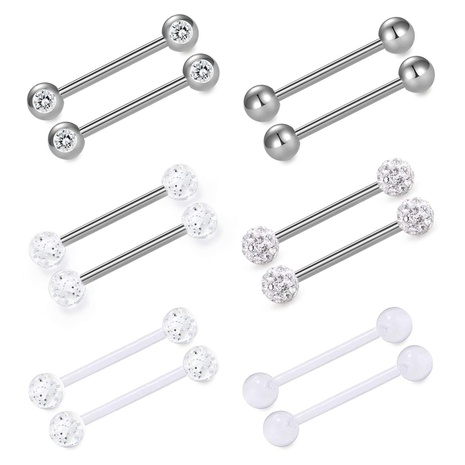 diamond perforated tongue nail stainless steel barbell tongue ring's discount tags