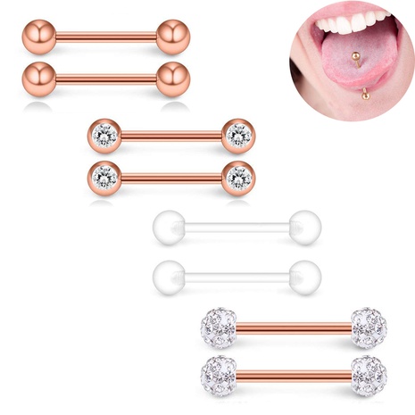 Perforated Tongue Nail Set Combination 19mm Stainless Steel Barbell Tongue Ring's discount tags
