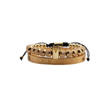 nouvel ensemble de bracelet de bracelet de couronne de zircon de cuivre d'alphabet romain's discount tags