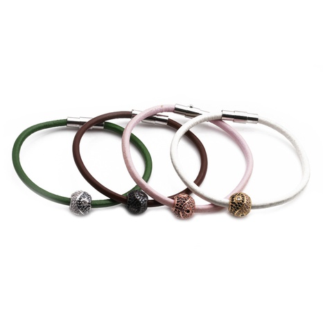 Bracelet à boucle magnétique en acier inoxydable avec corde en cuir multicolore à la mode européenne et américaine's discount tags
