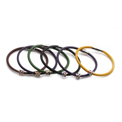 bracelet à boucle magnétique en acier inoxydable avec corde en cuir multicolore rétro's discount tags