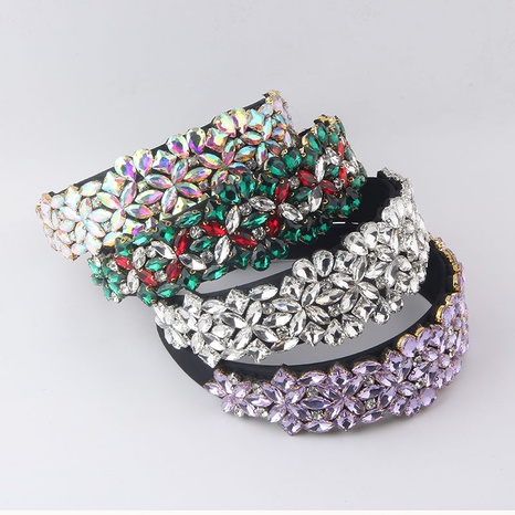 Nouvel accessoire de cheveux pour femmes avec bandeau à larges bords orné de diamants baroques's discount tags