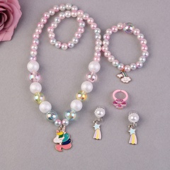 Korean children's pearl necklace bracelet set