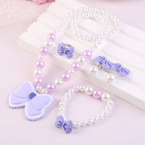 Children's bead chain macarons Korean necklace set's discount tags