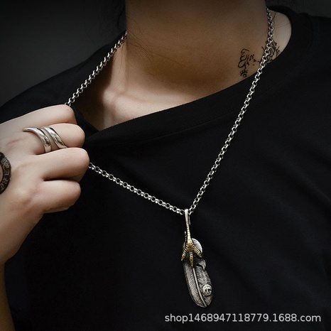 Eagle Claw Necklace Retro Punk Pendant Men's Trendy Jewelry's discount tags