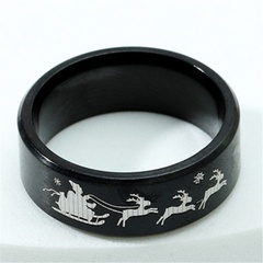 anillo de acero de titanio serie Christma anillo de hombre de alce de Papá Noel