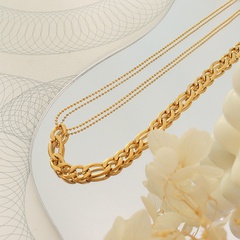 simple double layer round bead necklace titanium steel bracelet set
