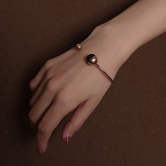 Bracelet ajustable à ouverture géométrique de mode Bracelet en acier titane plaqué or 18 carats