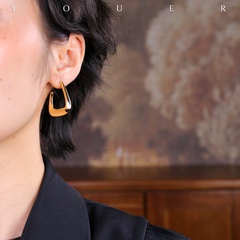 European and American minimalist metal irregular c-shaped niche personality earrings