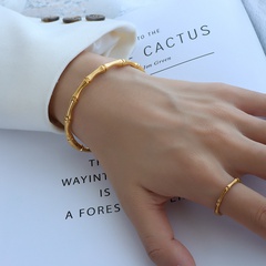 bracelet en bambou dur bracelet à pression en acier au titane bracelet plaqué or 18 carats