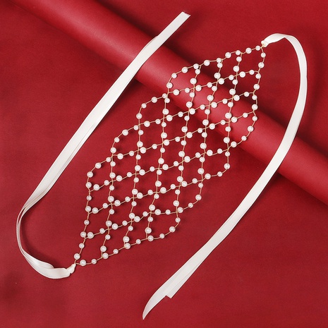 Accessoires de mariée européens et américains faits à la main en maille de perles coiffe de cheveux pressée's discount tags
