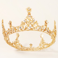 Baroque creative full-round crown alloy flower bridal crown