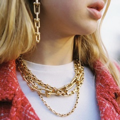 Fashion U-shaped necklace punk hip hop thick chain bracelet necklace set