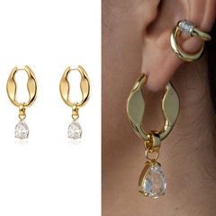 Water drop zircon earrings female fashion copper inlaid zircon hoop earrings