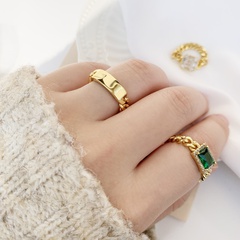 Korean rectangular chain ring stacking stitching index finger ring