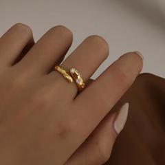 Snake-shaped open ring trendy diamond adjustable ring