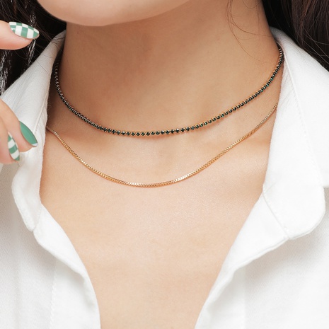 Ensemble de collier de chaîne de double strass de bijoux de mode's discount tags