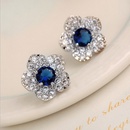 Koreanische weie Blume blauer Kristall voller Diamant kleine trendige Ohrringepicture6