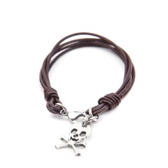 Men's multi-layer genuine leather titanium steel bracelet