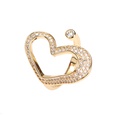 Jewelry inlaid micro zircon heart ring tide copper goldplated design open ringpicture14