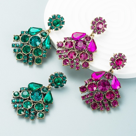 personality alloy diamond rhinestone glass diamond flower earrings's discount tags