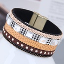 simple flashing diamond leather fabric wide magnetic buckle braceletpicture3