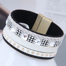 simple flashing diamond leather fabric wide magnetic buckle braceletpicture5