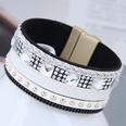 simple flashing diamond leather fabric wide magnetic buckle braceletpicture7