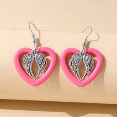 creative angel wings fashion resin peach heart pink earrings