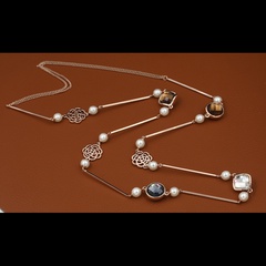 Classic fashion luxury niche pearl sweater chain copper necklace