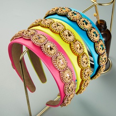 color rhinestone jewel wide-brimmed fabric gift headband