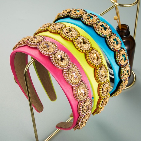 color rhinestone jewel wide-brimmed fabric gift headband NHLN545684's discount tags