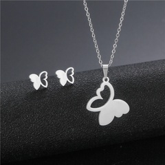 European and American fashion new butterfly pendant necklace earrings set