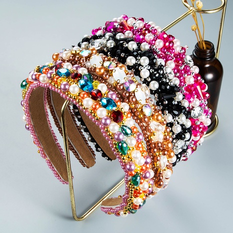 beaded crystal Baroque style inlaid zirconium stone headband NHLN545683's discount tags