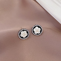 fashion pearl camellia new trendy autumn and winter niche earrings