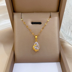 Titanium steel water drop phoenix full diamond zircon necklace