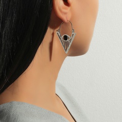retro creative design metal temperament geometric hollow triangle eye earrings