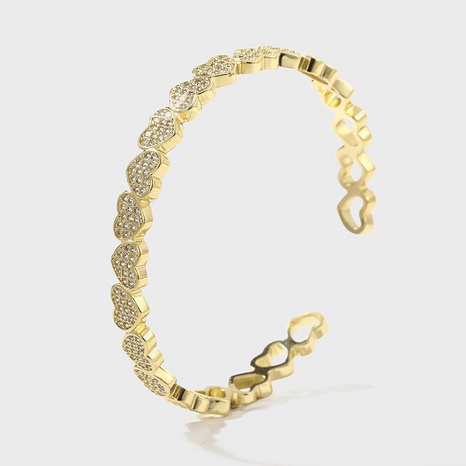 Bracelet ouvert en forme de cœur avec zircon incrusté de cuivre créatif's discount tags