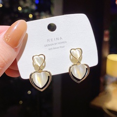 simple opal heart-shaped pendant copper earrings ear jewelry
