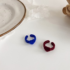 red velvet heart Klein blue opening adjustable flocking index finger ring