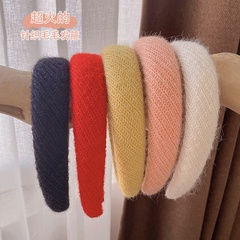 2022 new style knitted wool headband female autumn winter candy color hair accessories
