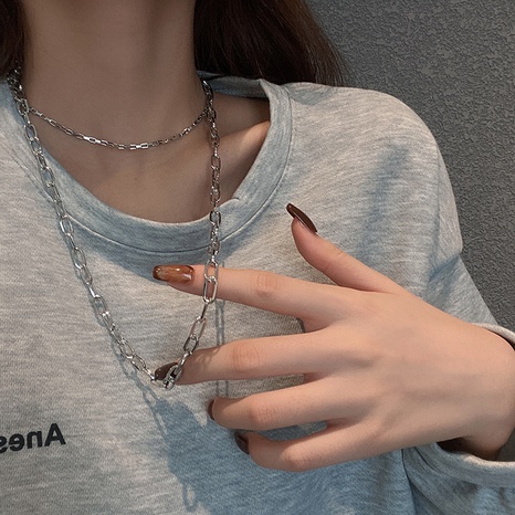 hip-hop long sweater chain hollow chain trendy double layered necklace's discount tags