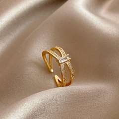 fashion simple micro-inlaid zircon full diamond niche finger ring