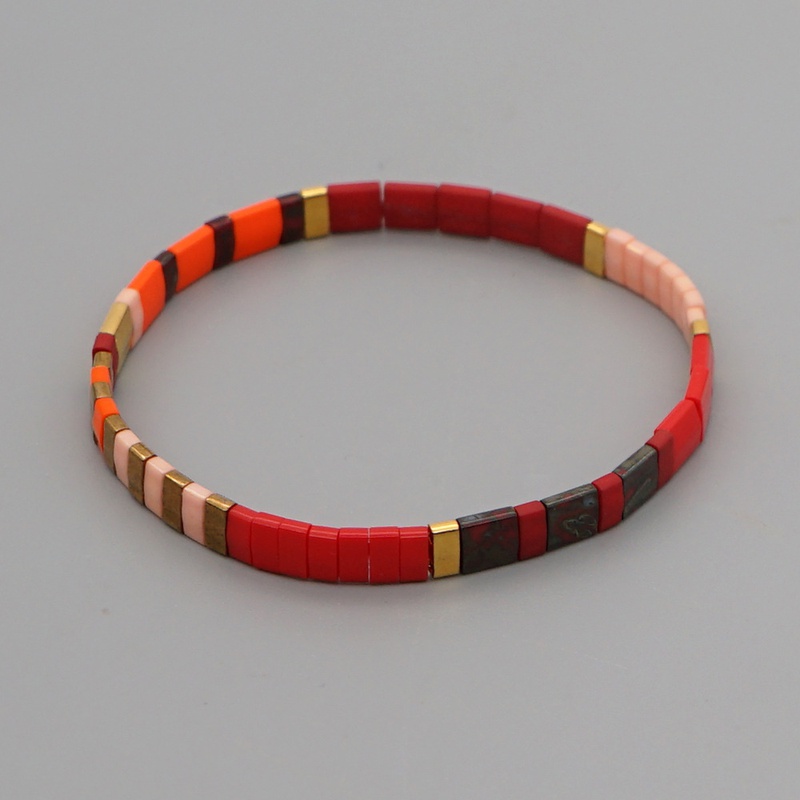 new bohemian style tila handmade beaded bracelet red personality small bracelet