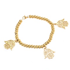 European and American gold ball round bead elastic bracelet palm pendent titanium steel jewelry
