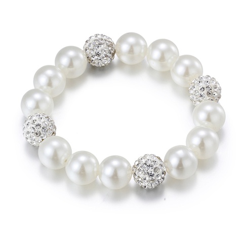 neues europäisches und amerikanisches Mode-weißes Perlen-Titanstahl-Diamant-Perlenarmband's discount tags