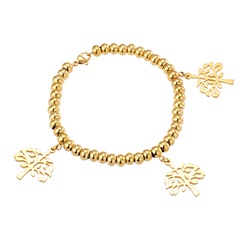 European and American golden round beads tree of life pendant titanium steel bracelet